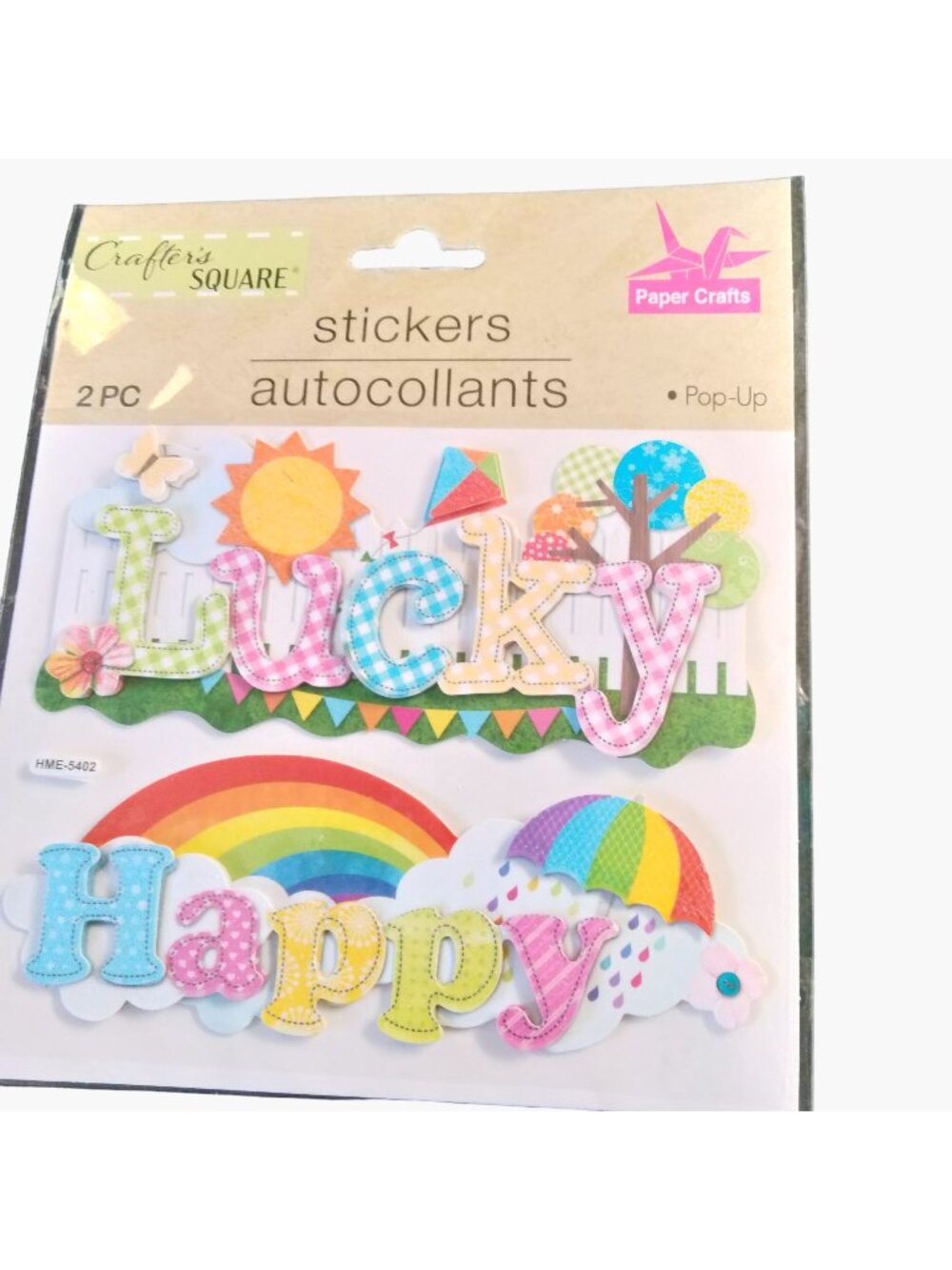 Crafters Square Lucky Happy Stickers 3 D Rainbow junk Journal Scrapbook